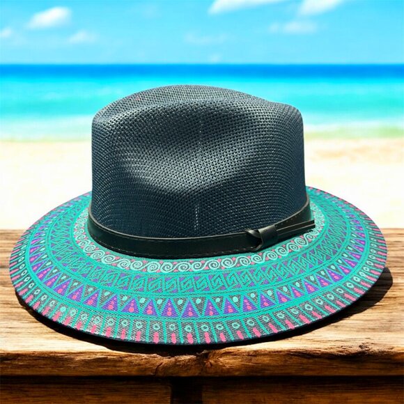 Custom Hand Painted Fedora Hat Blue Navy Painted In Detail Unisex Size L main image 6